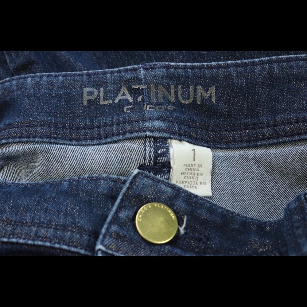 Chico’s Dark Blue Denim Skinny Jeans Sparkles - Picture 5 of 5